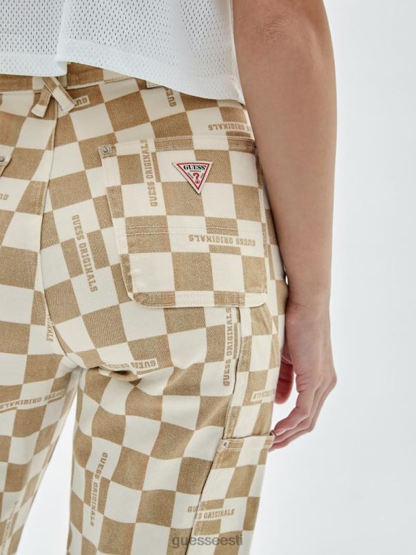 originaalid ruudulised puusepa teksad kahvatu beež akt GUESS kehakate naised BB4BB227