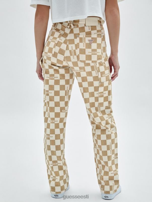 originaalid ruudulised puusepa teksad kahvatu beež akt GUESS kehakate naised BB4BB227