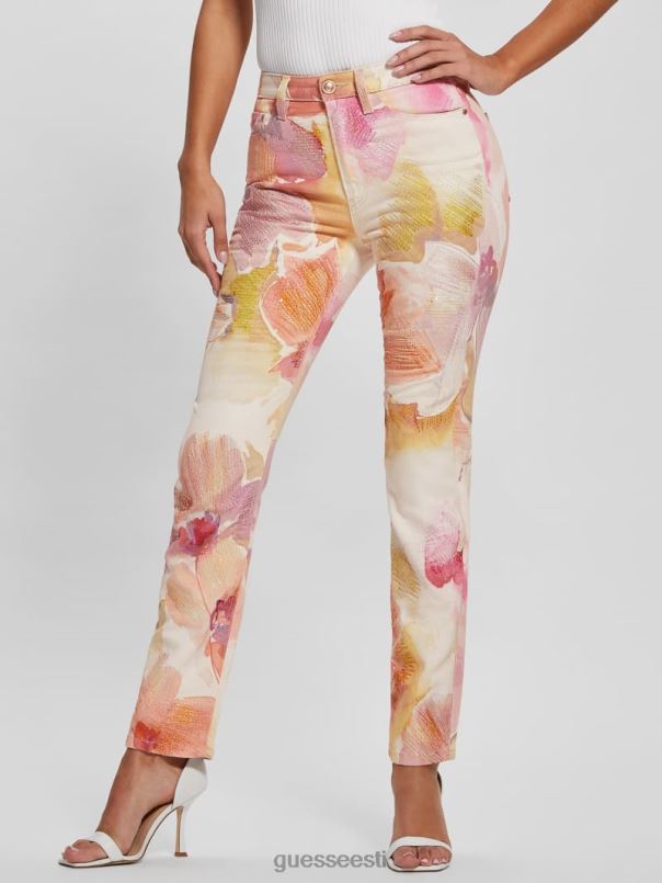 tüdrukulikud lillelised kitsad teksad metroo lill GUESS kehakate naised BB4BB91