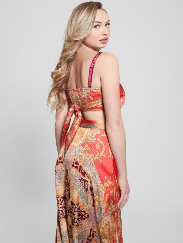 bassma satiinist crop salli topp barokk roosa GUESS kehakate naised BB4BB1001