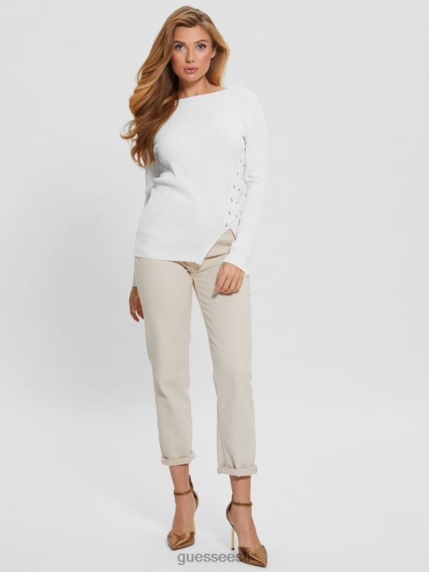 irmine ümara kaelusega kampsun top kreemjas valge GUESS kehakate naised BB4BB1613