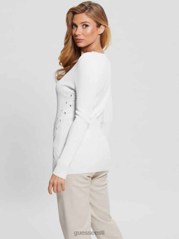 irmine ümara kaelusega kampsun top kreemjas valge GUESS kehakate naised BB4BB1613