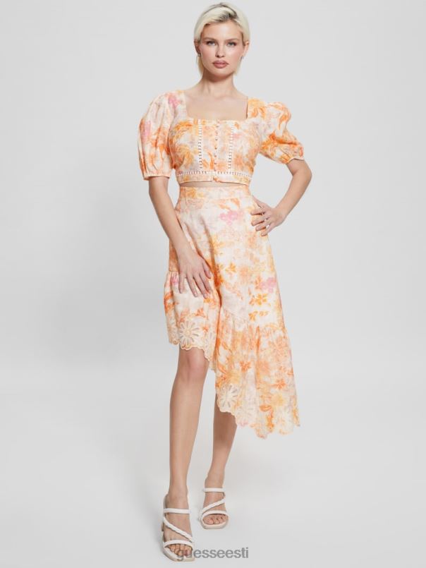 öko cassandra paisutatud lilleline crop top mandariini õitsemine GUESS kehakate naised BB4BB1309