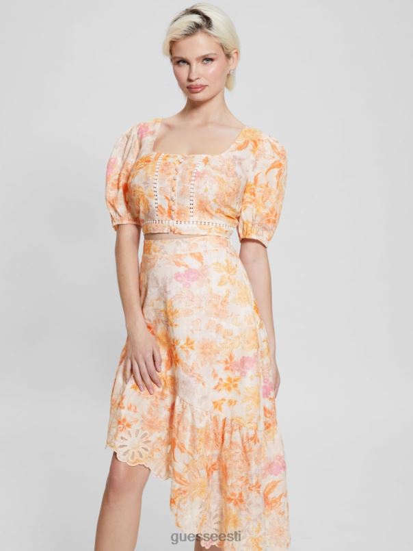 öko cassandra paisutatud lilleline crop top mandariini õitsemine GUESS kehakate naised BB4BB1309