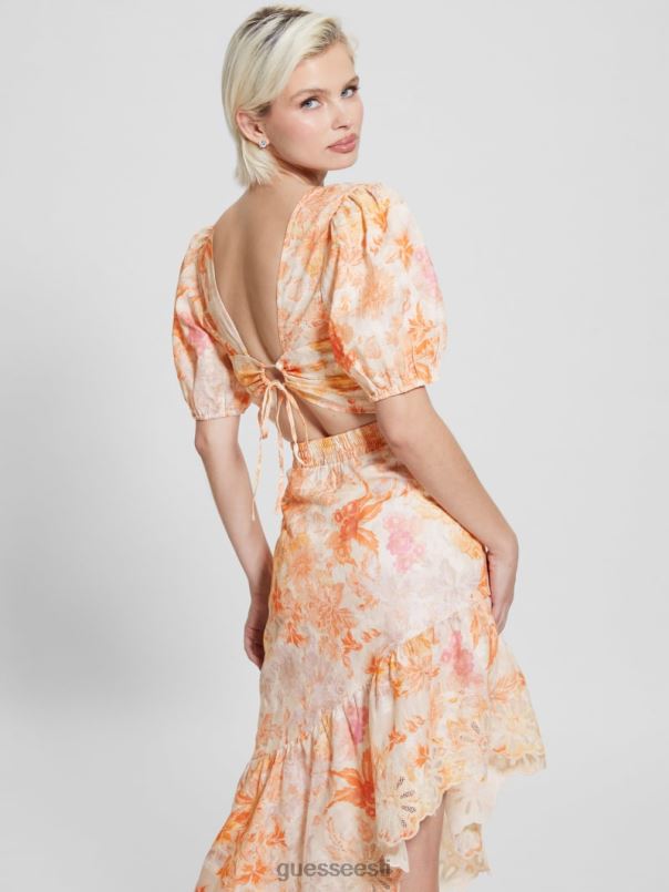 öko cassandra paisutatud lilleline crop top mandariini õitsemine GUESS kehakate naised BB4BB1309