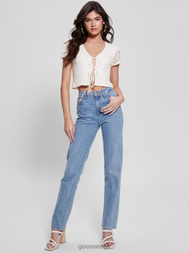 nia pitsiline top kreemjas valge GUESS kehakate naised BB4BB1012