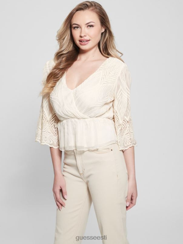 pam tikitud top kreemjas valge GUESS kehakate naised BB4BB927