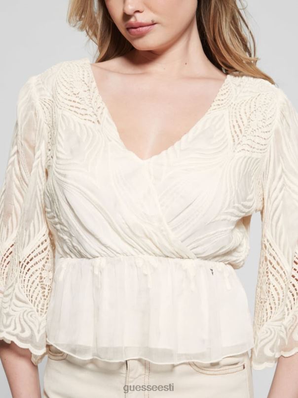 pam tikitud top kreemjas valge GUESS kehakate naised BB4BB927