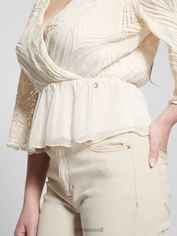 pam tikitud top kreemjas valge GUESS kehakate naised BB4BB927