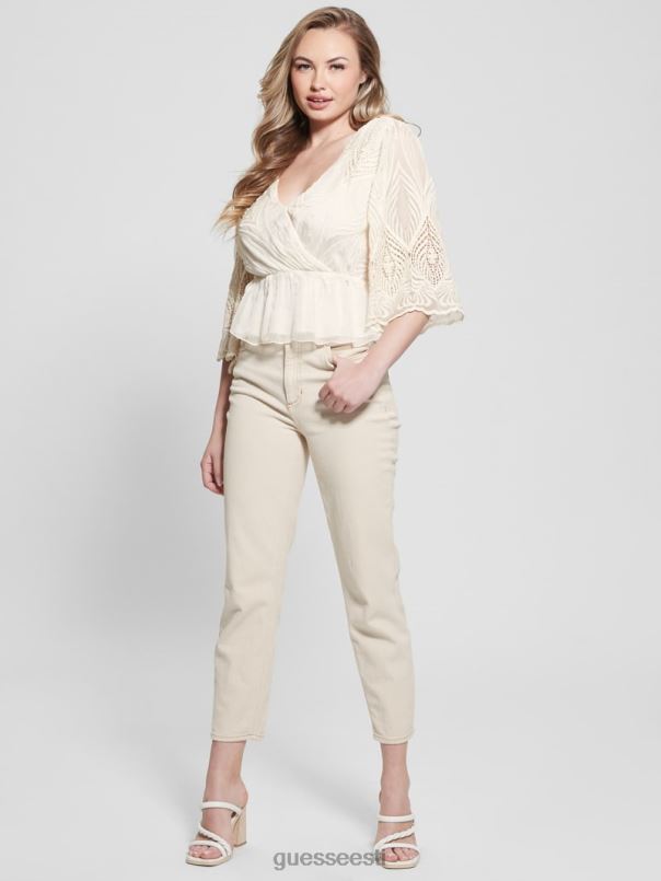 pam tikitud top kreemjas valge GUESS kehakate naised BB4BB927