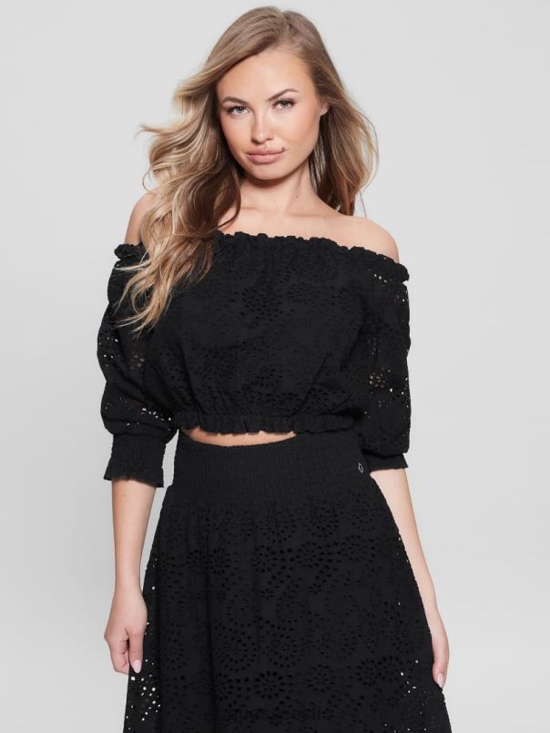 rafa-aasaga õlapealne ülaosa must GUESS kehakate naised BB4BB1146