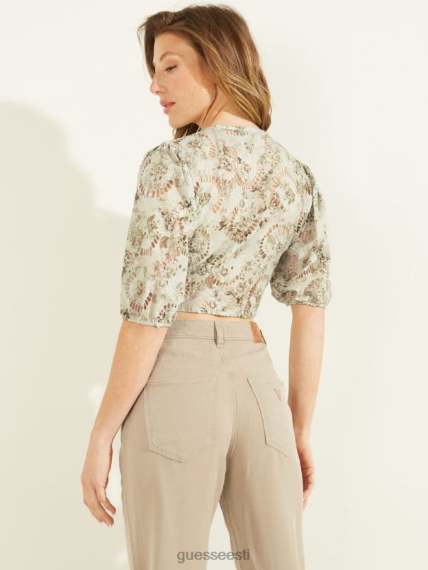 silvia aasaga top päikeseloojangu õitsemise trükk roheline GUESS kehakate naised BB4BB1282