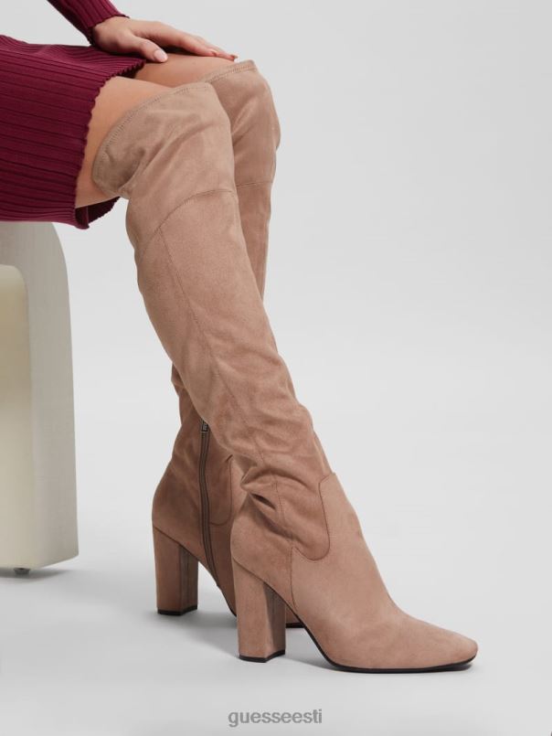 paremad kunstseemisnahast üle põlve saapad keskmine pruun GUESS jalatsid naised BB4BB3525