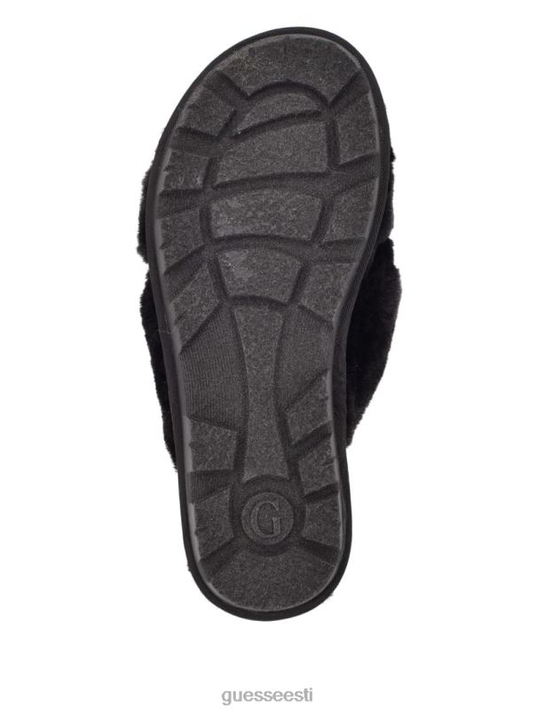 ristuvad karusnahast sussid must kangas GUESS jalatsid naised BB4BB3488