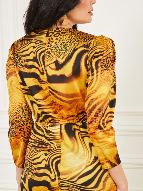 kleit kuldne päikeseloojangutrükk GUESS kehakate naised BB4BB739