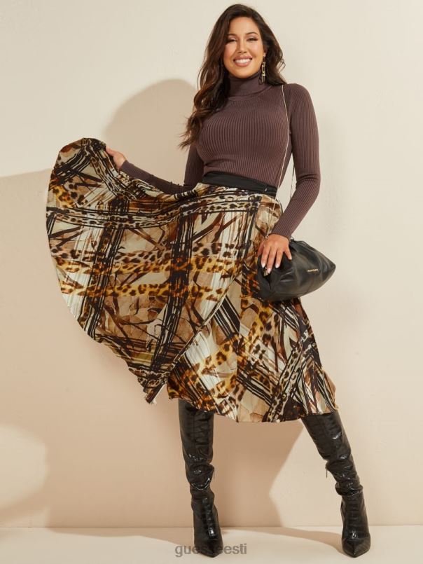 leopardijoontega plisseeritud seelik leopardi jooned GUESS kehakate naised BB4BB2321