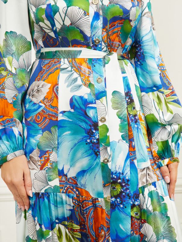 õnnevõlus siidist maksikleit õnnevõlu trükk GUESS kehakate naised BB4BB426