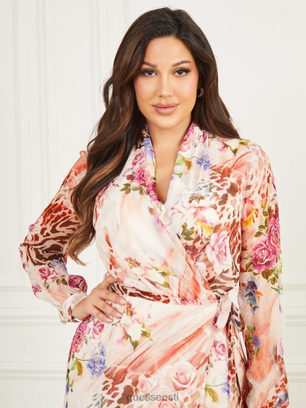 roosa siidist ümbriskleit roosi varjutrükk GUESS kehakate naised BB4BB745