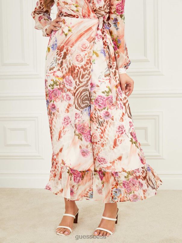 roosa siidist ümbriskleit roosi varjutrükk GUESS kehakate naised BB4BB745