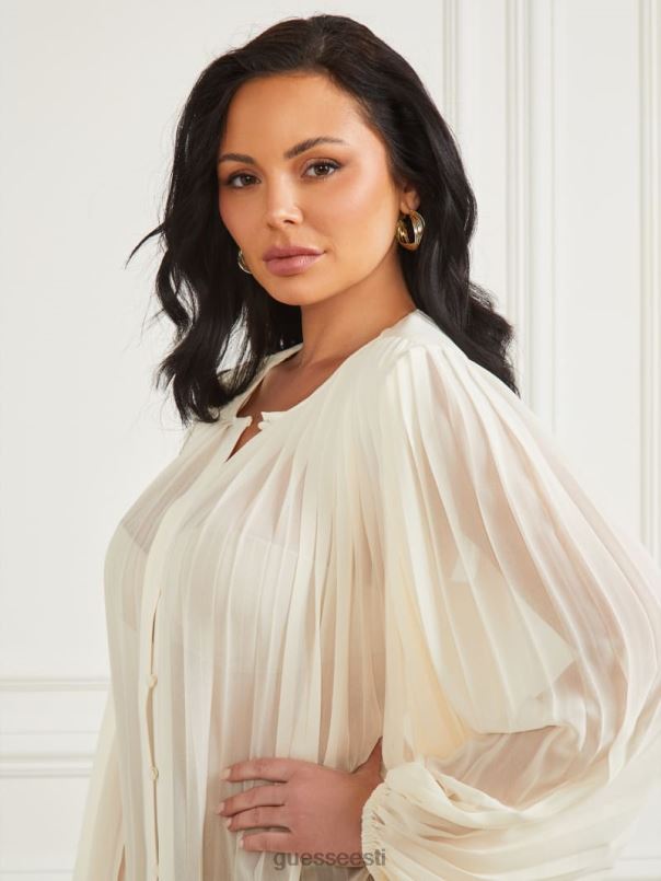 gruusia plisseeritud pluus liivane kallas GUESS kehakate naised BB4BB1663