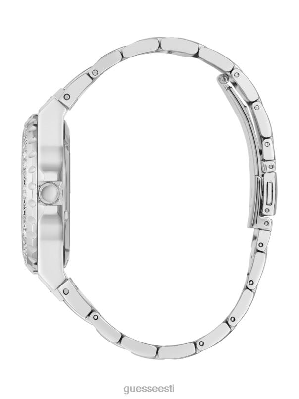 eksponeeritud sihverplaadiga analoogkell hõbedane GUESS tarvik naised BB4BB3569
