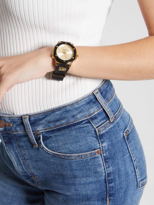 silikoonist analoogkell kuldne toon ja must GUESS tarvik naised BB4BB3561