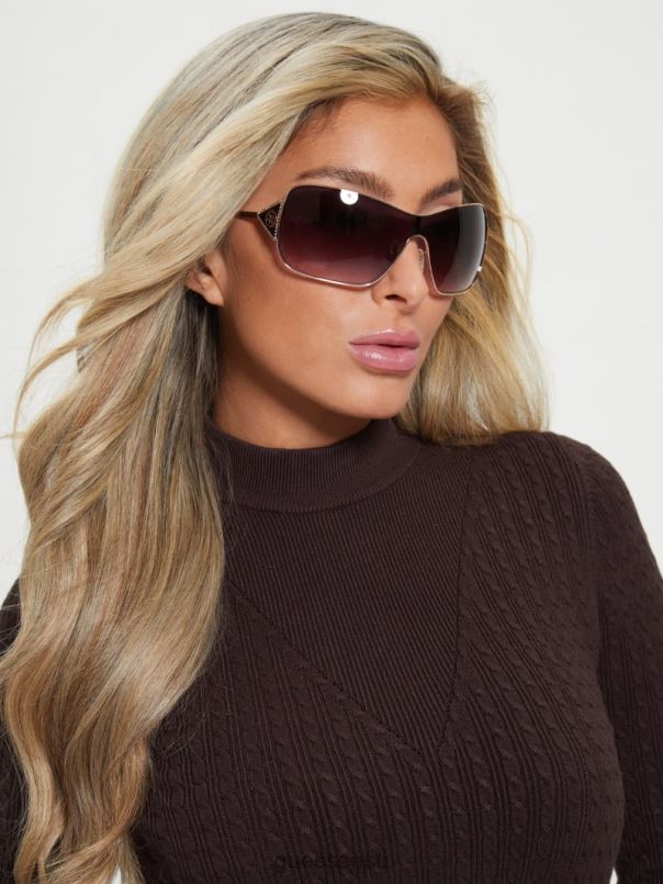 quattro g logoga metallist kaitsega päikeseprillid valge kuld GUESS tarvik naised BB4BB3674