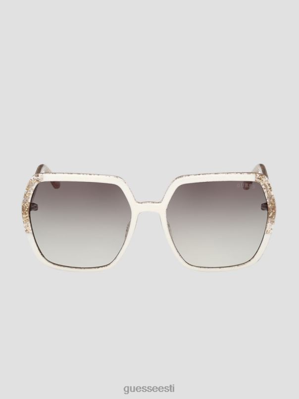 säravad ruudukujulised plastikust päikeseprillid valge GUESS tarvik naised BB4BB3728