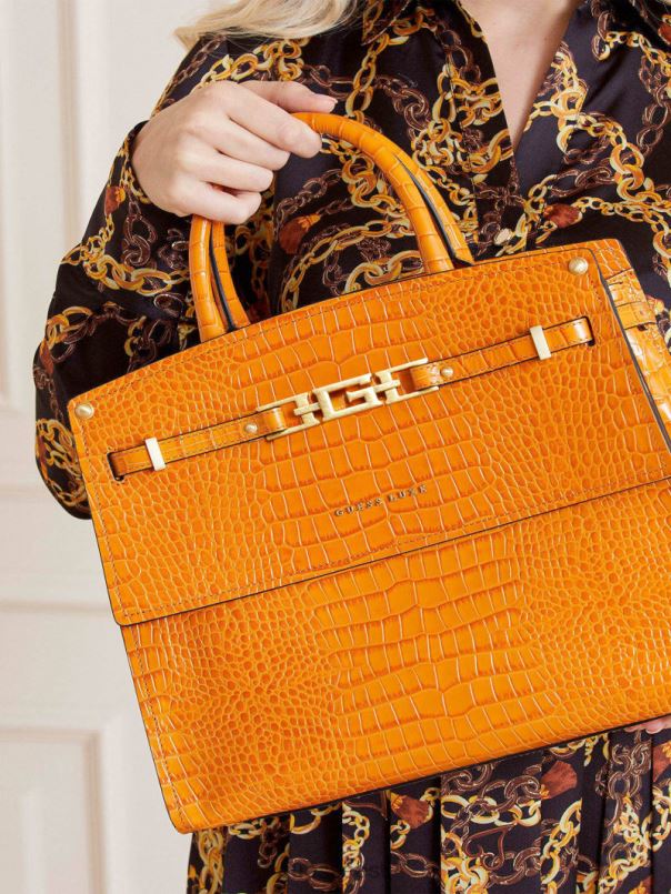 cristina Croc nahast käekott oranž GUESS kotid naised BB4BB3286