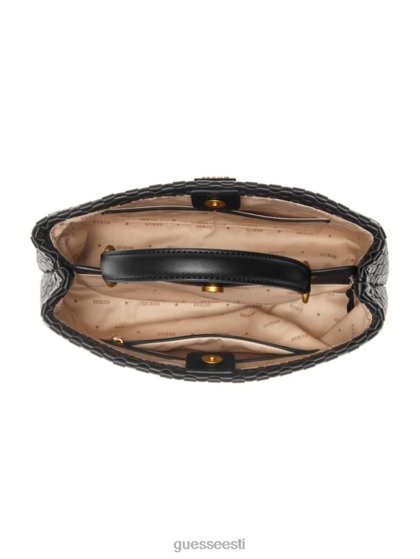 lisbet kootud kott must lilletrükk GUESS kotid naised BB4BB2817