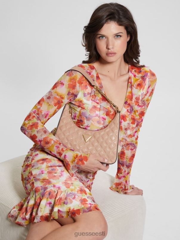 giully top-tõmblukuga õlakott beež ülevool GUESS kotid naised BB4BB3005