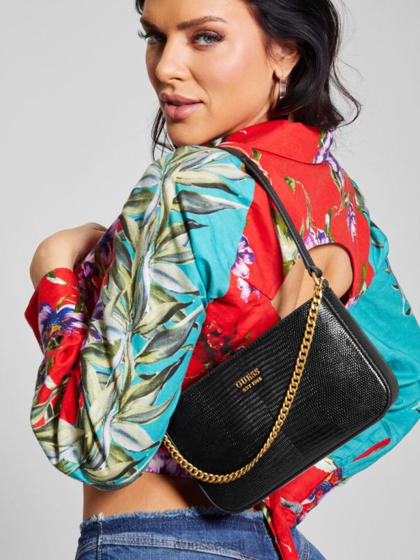 katey mini sisaliku õlakott must lilletrükk GUESS kotid naised BB4BB3013
