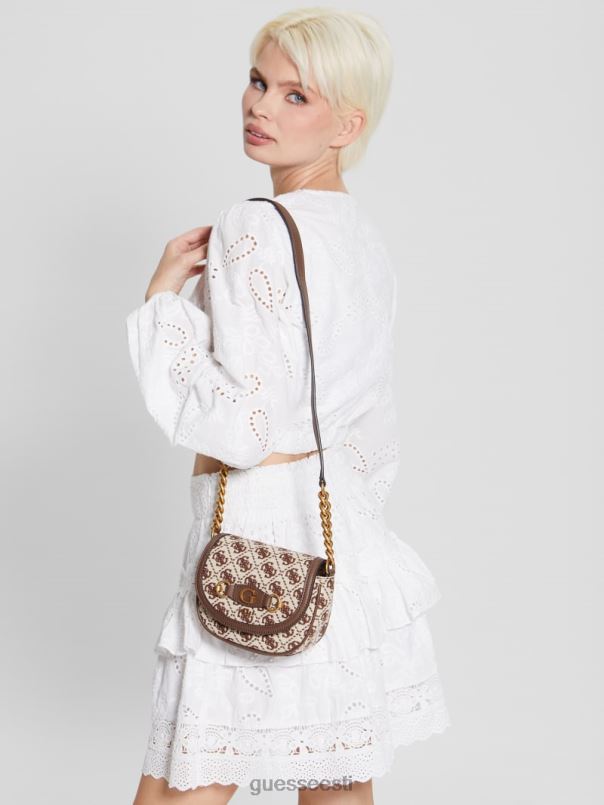 izzy jacquard logoga mini crossbody pruun multi GUESS kotid naised BB4BB3204