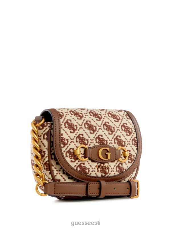izzy jacquard logoga mini crossbody pruun multi GUESS kotid naised BB4BB3204