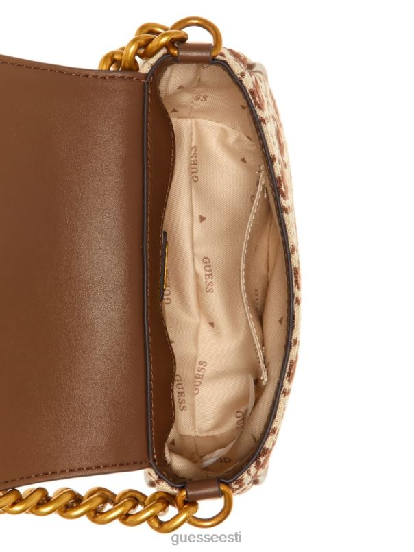 izzy jacquard logoga mini crossbody pruun multi GUESS kotid naised BB4BB3204