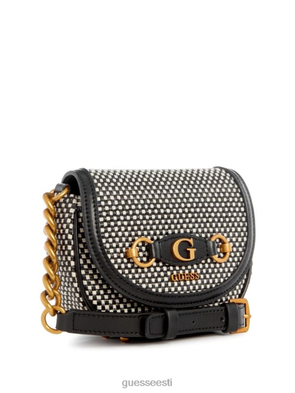 izzy raffia mini crossbody must läikiv nikkel GUESS kotid naised BB4BB3317