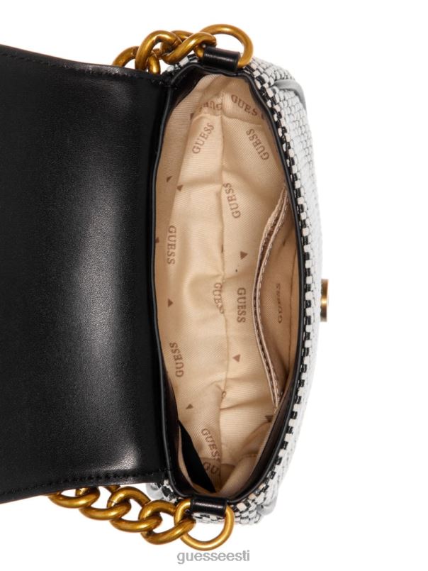 izzy raffia mini crossbody must läikiv nikkel GUESS kotid naised BB4BB3317