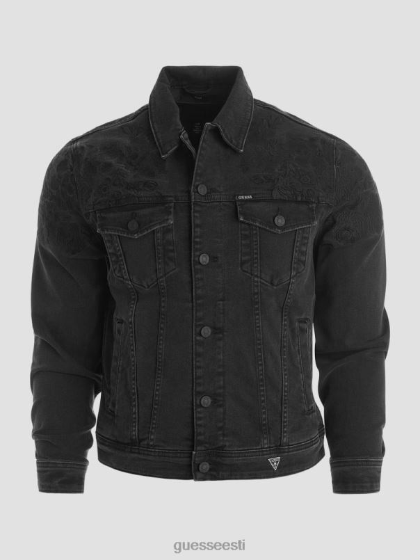 dillon tikitud teksajakk süsimusta lilleline GUESS kehakate mehed BB4BB4185