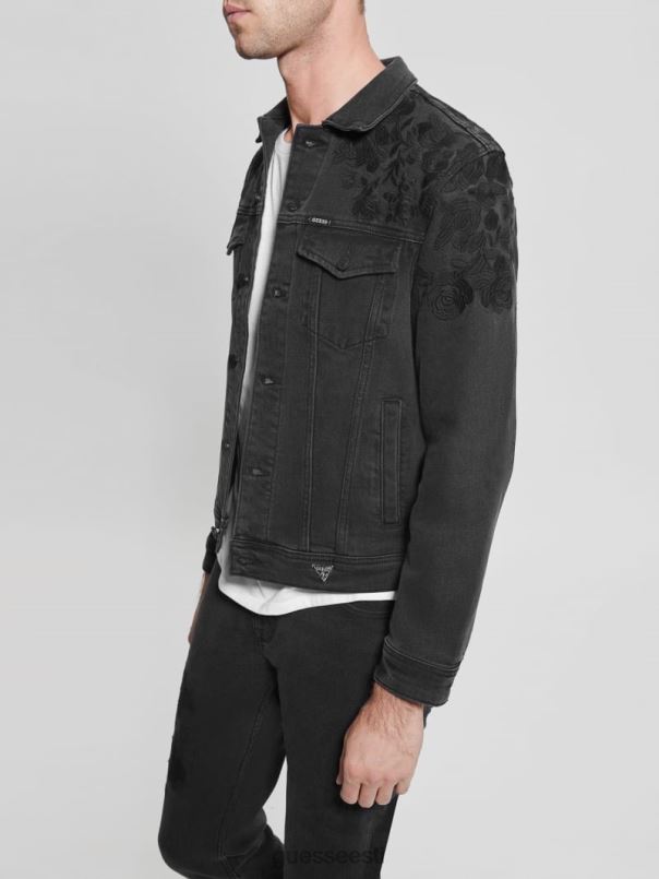 dillon tikitud teksajakk süsimusta lilleline GUESS kehakate mehed BB4BB4185