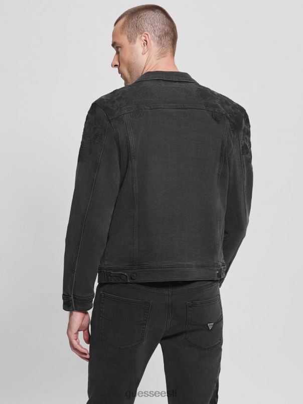 dillon tikitud teksajakk süsimusta lilleline GUESS kehakate mehed BB4BB4185