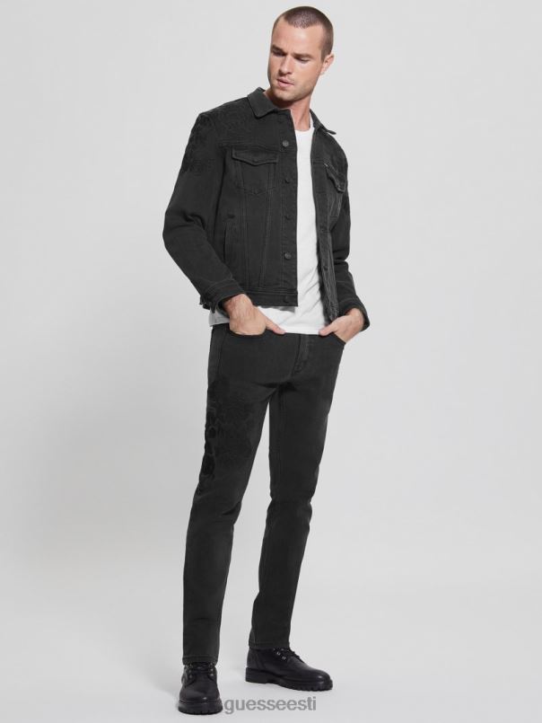 dillon tikitud teksajakk süsimusta lilleline GUESS kehakate mehed BB4BB4185