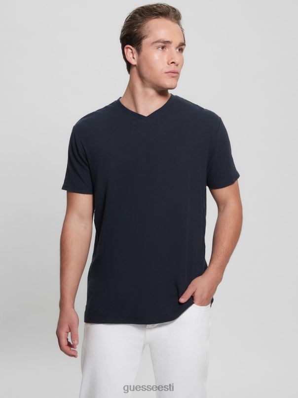 öko linasest segust v-kaelusega t-särk nutikas sinine multi GUESS kehakate mehed BB4BB4038