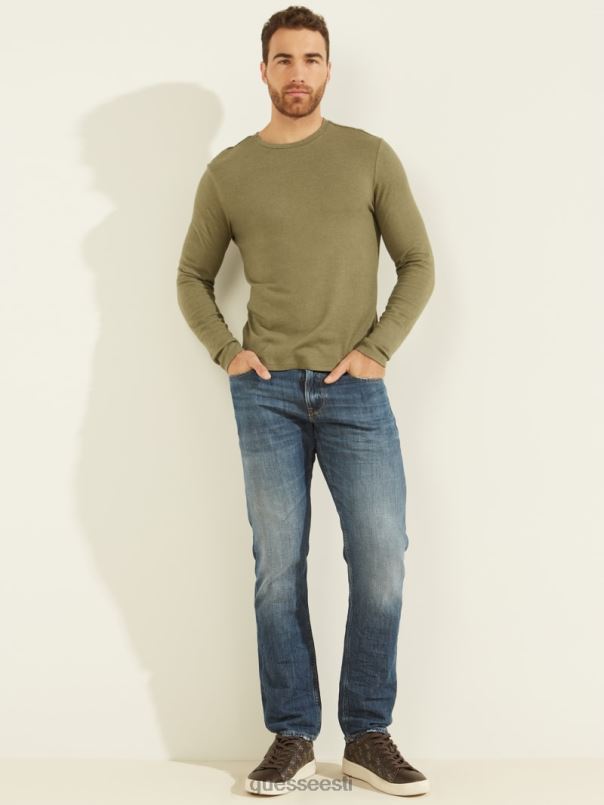 pikkade varrukatega mõnus t-särk armee oliiviõli multi GUESS kehakate mehed BB4BB4135