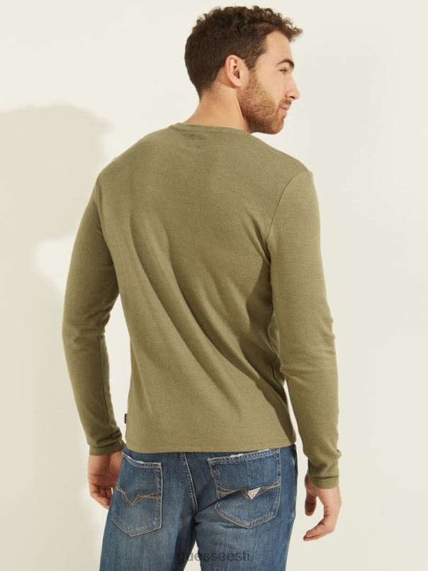 pikkade varrukatega mõnus t-särk armee oliiviõli multi GUESS kehakate mehed BB4BB4135