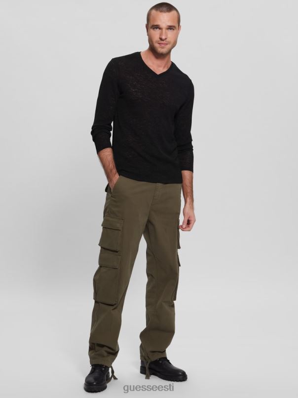 pikkade varrukatega marli särk must GUESS kehakate mehed BB4BB4164