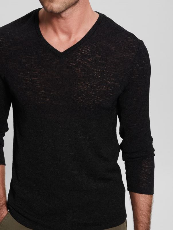 pikkade varrukatega marli särk must GUESS kehakate mehed BB4BB4164