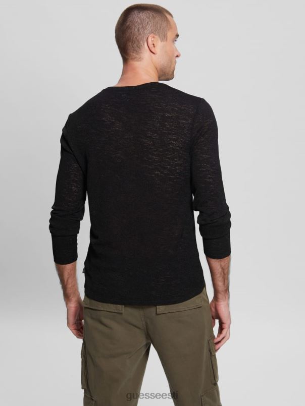 pikkade varrukatega marli särk must GUESS kehakate mehed BB4BB4164