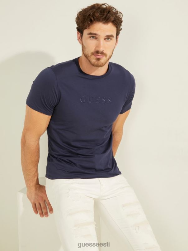 tikitud logoga tee ühtlane sinine GUESS kehakate mehed BB4BB4034