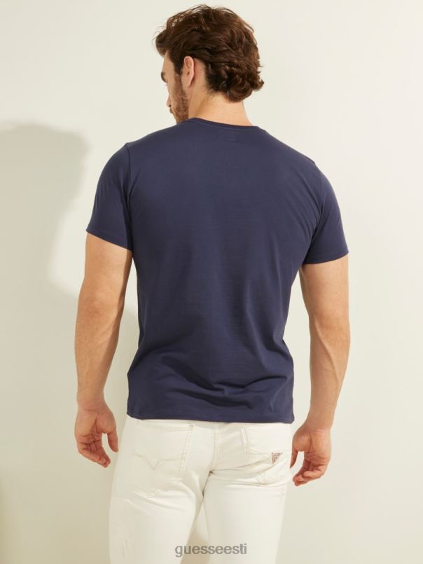 tikitud logoga tee ühtlane sinine GUESS kehakate mehed BB4BB4034
