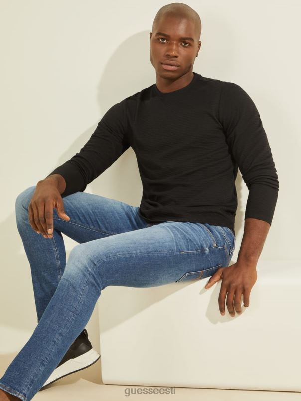zuma pikkade varrukatega t-särk must GUESS kehakate mehed BB4BB4059